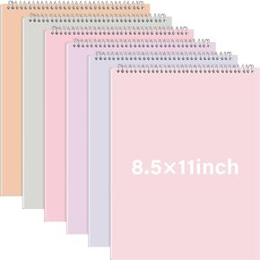 Maitys 6 Pack 8.5 x 11'' Top Bound Office Steno Book Wide Ruled Double Sided Spiral Steno Books Reliable White Paper 70 Sheets/Pad Pastel Colors Covers for Writing Notes School (Stylish Color)