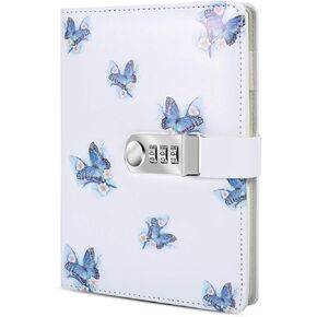 ARRLSDB A5 Creative Password Journal with Lock, PU Leather Diary with Combination Lock Password Notebook Locking Journal Diary (Style 1)