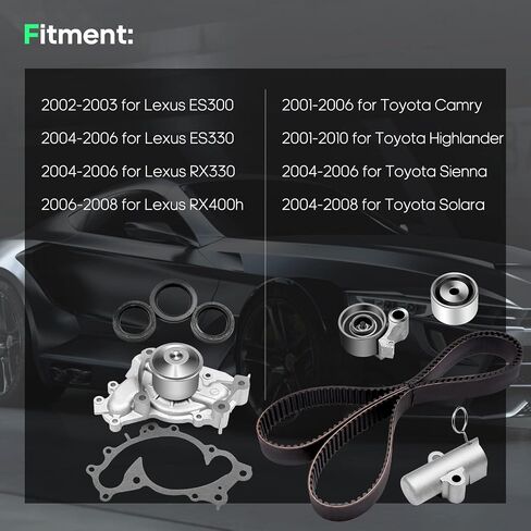 Scitoo Timing Belt Water Pump Kit Fits 2001-2010 Toyota camry Solara Highlander Sienna Lexus RX330 RX400h ES330 Engine 3.0L 3.3L 1MZFE 3MZFE in Saudi Arabia