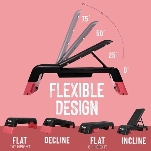 منصة الخطوات الهوائية من Yes4All للياقة البدنية/سطح هوائي - أحمر أسود in Kuwait