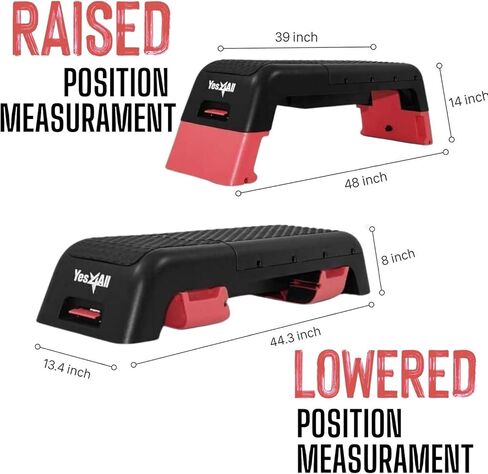 منصة الخطوات الهوائية من Yes4All للياقة البدنية/سطح هوائي - أحمر أسود in Kuwait