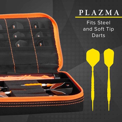 Casemaster Plazma Dart Case for Soft and Steel Tip Darts, Holds 3 Darts and Features Built-In Storage Tube and Pockets for Flights, Tips, Shafts, and Personal Items in Saudi Arabia