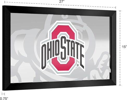 علامة تجارية Gameroom جامعة ولاية أوهايو Faded Brutus Black Framed Bar Mirror، أحمر in Saudi Arabia