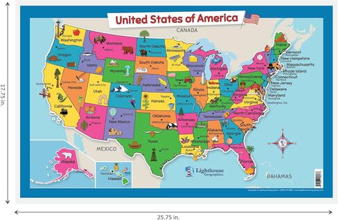 USA Wall Map for Kids with Illustrations- United States Poster Map for Home or Classroom, (18" x 29" Laminated) in Saudi Arabia