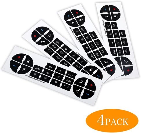 VARGTR 4 Pack Car Air Conditioner Dash Button Repair Kit, Replacement Stickers for Fixing Ruined Faded A/C Control Buttons,Fits for 07-14 GM Vehicles in Saudi Arabia