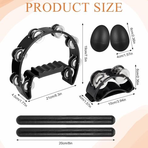 GGSTDDUP 8 Pcs Tambourines for Adults,Foot Tambourine Hand Held Half-Moon Tambourine with Egg Shakers and Wood Rhythm Sticks,Musical Instrument Toys Set for School Party Concerts Supplies in Saudi Arabia