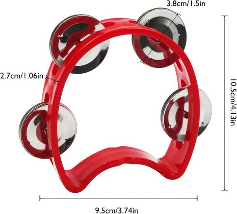 4 pcs Tambourine, SourceTon Tambourine, Mini Hand Bell, Small Tambourine, for Teaching, Performance, Holiday Party, Celebration(Red and Green) in Saudi Arabia