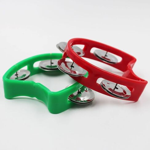 4 pcs Tambourine, SourceTon Tambourine, Mini Hand Bell, Small Tambourine, for Teaching, Performance, Holiday Party, Celebration(Red and Green) in Saudi Arabia