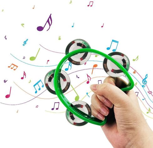 4 pcs Tambourine, SourceTon Tambourine, Mini Hand Bell, Small Tambourine, for Teaching, Performance, Holiday Party, Celebration(Red and Green) in Saudi Arabia