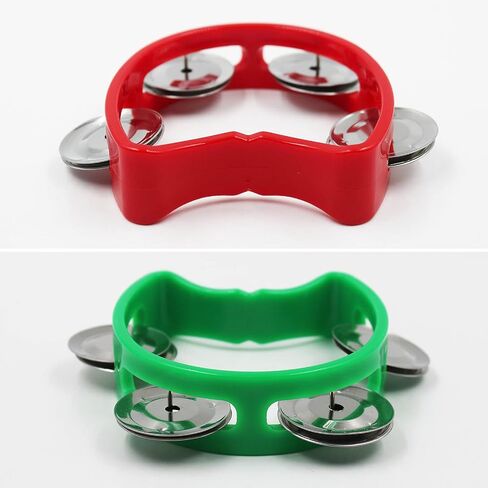 4 pcs Tambourine, SourceTon Tambourine, Mini Hand Bell, Small Tambourine, for Teaching, Performance, Holiday Party, Celebration(Red and Green) in Saudi Arabia