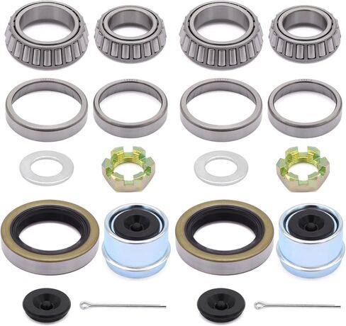 Tuijodaix L68149 L44649 3500lb قارب مقطورة محور العجلة مجموعة تحمل مع 171255 تيرابايت أختام الشحوم، دبابيس كوتر، 1.98 "أغطية الغبار، صواميل المحور وغسالات للمغزل رقم 84 (مجموعتان) in Kuwait