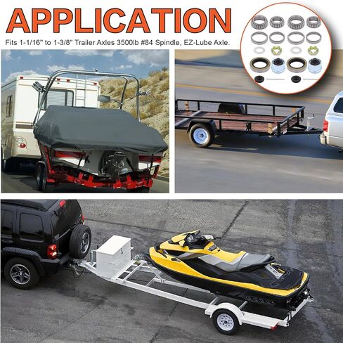 Tuijodaix L68149 L44649 3500lb قارب مقطورة محور العجلة مجموعة تحمل مع 171255 تيرابايت أختام الشحوم، دبابيس كوتر، 1.98 "أغطية الغبار، صواميل المحور وغسالات للمغزل رقم 84 (مجموعتان) in Kuwait