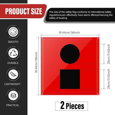 2 Pcs 3 x 3 Feet Distress Flag for Marine Boating Distress Signal Flag PVC SoS Flag Visual Distress Signal for Outdoor Boat Safety Emergency Accesssories, Black and Red in Saudi Arabia