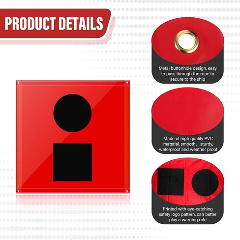 2 Pcs 3 x 3 Feet Distress Flag for Marine Boating Distress Signal Flag PVC SoS Flag Visual Distress Signal for Outdoor Boat Safety Emergency Accesssories, Black and Red in Saudi Arabia