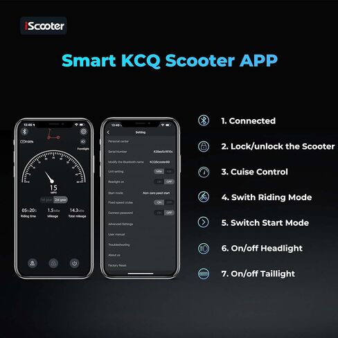 سكوتر كهربائي iScooter، نطاق 25/22/18 ميل، سرعة قصوى 25/18.6/15.6 ميل في الساعة، 800 واط/500 واط/350 واط، سكوتر كهربائي قابل للطي للتنقل مع نظام فرامل مزدوج وتطبيق للبالغين والمراهقين in Saudi Arabia