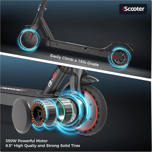 سكوتر كهربائي iScooter، نطاق 25/22/18 ميل، سرعة قصوى 25/18.6/15.6 ميل في الساعة، 800 واط/500 واط/350 واط، سكوتر كهربائي قابل للطي للتنقل مع نظام فرامل مزدوج وتطبيق للبالغين والمراهقين in Saudi Arabia