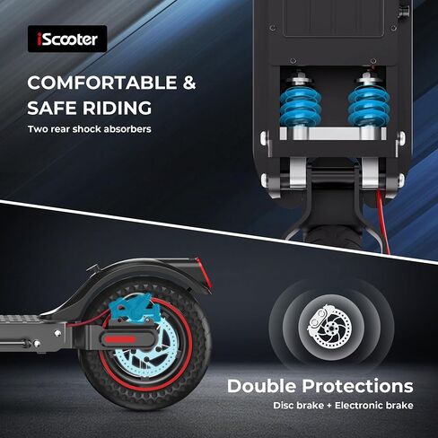 سكوتر كهربائي iScooter، نطاق 25/22/18 ميل، سرعة قصوى 25/18.6/15.6 ميل في الساعة، 800 واط/500 واط/350 واط، سكوتر كهربائي قابل للطي للتنقل مع نظام فرامل مزدوج وتطبيق للبالغين والمراهقين in Saudi Arabia