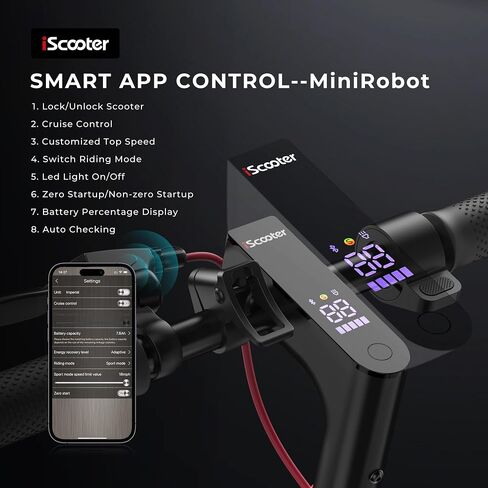 سكوتر كهربائي iScooter، نطاق 25/22/18 ميل، سرعة قصوى 25/18.6/15.6 ميل في الساعة، 800 واط/500 واط/350 واط، سكوتر كهربائي قابل للطي للتنقل مع نظام فرامل مزدوج وتطبيق للبالغين والمراهقين in Saudi Arabia
