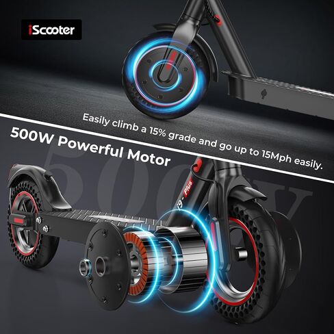 سكوتر كهربائي iScooter، نطاق 25/22/18 ميل، سرعة قصوى 25/18.6/15.6 ميل في الساعة، 800 واط/500 واط/350 واط، سكوتر كهربائي قابل للطي للتنقل مع نظام فرامل مزدوج وتطبيق للبالغين والمراهقين in Saudi Arabia