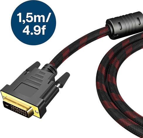 محول كابل MMOBIEL DVI إلى DVI - وصلة مزدوجة ذكر DVI-D إلى وصلة مزدوجة ذكر DVI-D - محول كابل الفيديو يدعم الشاشة والكمبيوتر الشخصي والتلفزيون والألعاب وجهاز العرض - 1080 بكسل عالي الدقة 60 هرتز - موصل ذهبي 5 أقدام / 1.5 متر in Kuwait