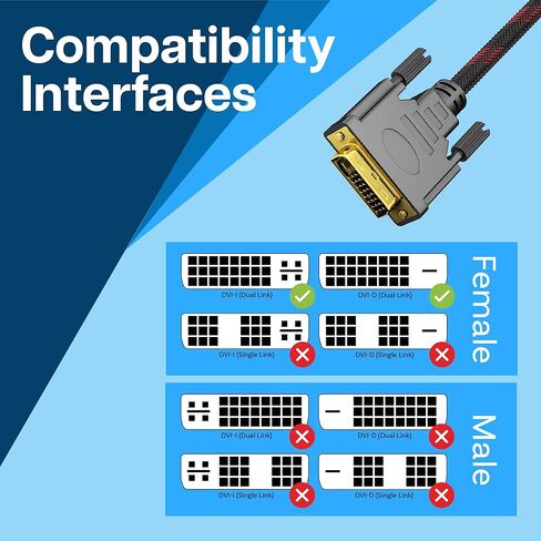 محول كابل MMOBIEL DVI إلى DVI - وصلة مزدوجة ذكر DVI-D إلى وصلة مزدوجة ذكر DVI-D - محول كابل الفيديو يدعم الشاشة والكمبيوتر الشخصي والتلفزيون والألعاب وجهاز العرض - 1080 بكسل عالي الدقة 60 هرتز - موصل ذهبي 5 أقدام / 1.5 متر in Kuwait