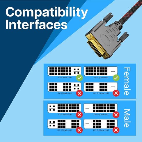 MMOBIEL DVI to DVI Cable Adapter - Male DVI-D Dual Link to Male DVI-D Dual Link – Video Cable Converter Supports Monitor, PC, TV, Gaming, Projector - 1080p Full HD 60Hz - Gold Connector 5ft / 1.5m in Saudi Arabia
