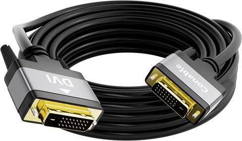 DVI-D 15 FT Gold Plated Dual Link Male to Male Cable, Aluminum Shells, 1080P, for PC, Desktop, Monitor, Projector, Gaming, HDTV, DVD, Black in Kuwait
