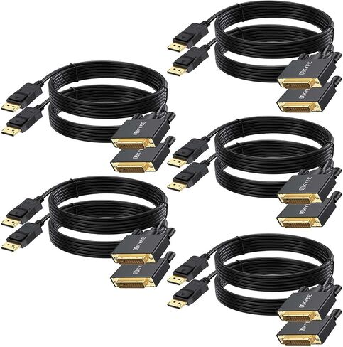 منفذ عرض إلى كابل DVI بطول 6 أقدام و10 حزم، منفذ عرض (DP) إلى سلك محول DVI ذكر إلى ذكر متوافق مع الكمبيوتر والكمبيوتر المحمول والكمبيوتر الشخصي والشاشة وجهاز العرض وتلفزيون HDTV - أسود in Saudi Arabia