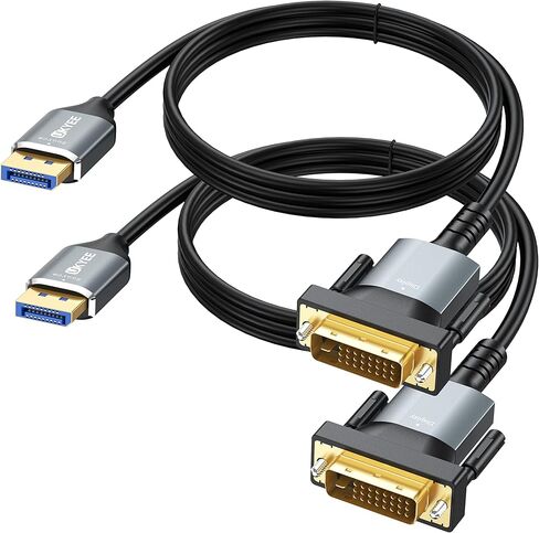 UKYEE DisplayPort إلى DVI كابل 6 أقدام 2 حزمة، منفذ عرض إلى محول DVI ذكر إلى ذكر، كابل DP إلى DVI مطلي بالذهب عالي السرعة متوافق مع الكمبيوتر الشخصي، الكمبيوتر المحمول، HDTV، جهاز العرض، الشاشة، رمادي أكثر in Kuwait
