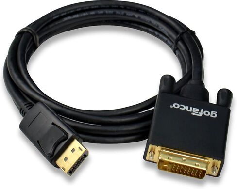 كابل gofanco بطول 6 أقدام من DisplayPort إلى DVI (أسود) - كابل DP إلى DVI لتوصيل أجهزة الكمبيوتر المكتبية/أجهزة الكمبيوتر المحمولة التي تدعم DisplayPort بشاشات DVI (DPDVI6F) in Kuwait