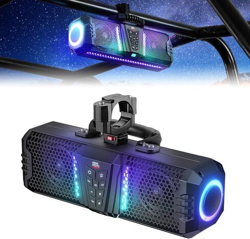 شريط صوت KEMIMOTO Midnight 40B مقاس 16 بوصة UTV، بطارية مدمجة، إطلاق سريع، مقاوم للماء، مزامنة موسيقى RGB، أضواء متعددة الألوان UTV Soundbar Bluetooth لـ UTV/ATV/عربة الجولف/القارب، يناسب شريط رول 1 بوصة - 2 بوصة in Kuwait
