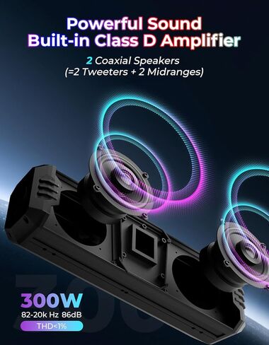 شريط صوت KEMIMOTO Midnight 40B مقاس 16 بوصة UTV، بطارية مدمجة، إطلاق سريع، مقاوم للماء، مزامنة موسيقى RGB، أضواء متعددة الألوان UTV Soundbar Bluetooth لـ UTV/ATV/عربة الجولف/القارب، يناسب شريط رول 1 بوصة - 2 بوصة in Kuwait