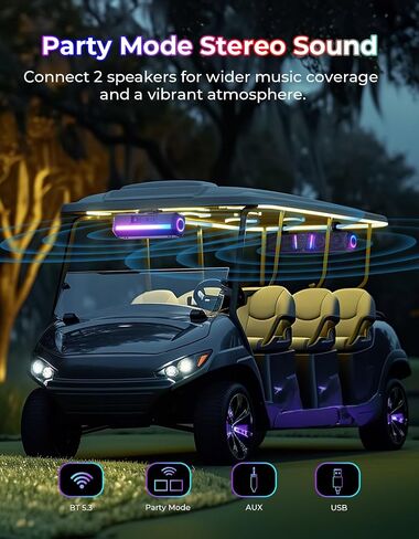 شريط صوت KEMIMOTO Midnight 40B مقاس 16 بوصة UTV، بطارية مدمجة، إطلاق سريع، مقاوم للماء، مزامنة موسيقى RGB، أضواء متعددة الألوان UTV Soundbar Bluetooth لـ UTV/ATV/عربة الجولف/القارب، يناسب شريط رول 1 بوصة - 2 بوصة in Kuwait