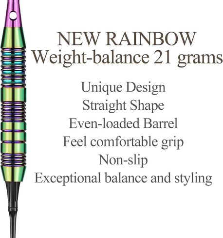 sanfeng Darts Plastic Tip Set - 18g 21g Colorful Rainbow Soft Tip Darts 50 Anti-Loose O-Rings 6 Shaft (Aluminum/Nylon 45mm) 6 Durable Flights Extra 50 Soft Tips Electronic Dartboard in Saudi Arabia