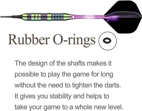 sanfeng Darts Plastic Tip Set - 18g 21g Colorful Rainbow Soft Tip Darts 50 Anti-Loose O-Rings 6 Shaft (Aluminum/Nylon 45mm) 6 Durable Flights Extra 50 Soft Tips Electronic Dartboard in Saudi Arabia