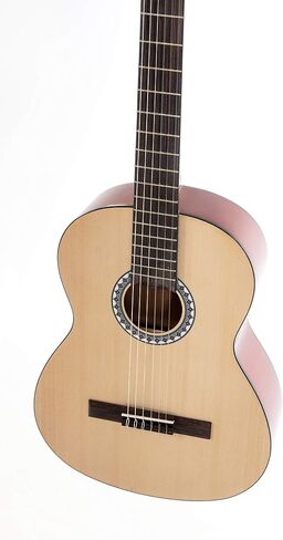 GEWA Classical Guitar BASICPLUS 4/4، جيتار الأطفال (أعلى شجرة التنوب، ظهر وجوانب خشب الزيزفون، طلاء طلاء عالي اللمعان، حنق فضي من النيكل، موالفات مطلية بالكروم، مثالية للأطفال من سن 12 عامًا فما فوق) in Kuwait