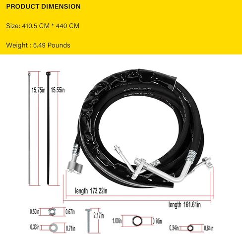 Rear AC Line Set Replacement Lines for 2015-2020 Tahoe, Yukon, Escalade Rear Auxiliary AC Hose Kit Replacement Part YSH34913 Air Conditioning Line (Stainless Steel) in Saudi Arabia