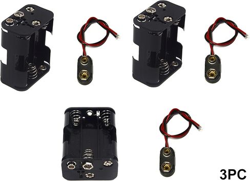 3 Pcs 6 x 1.5V (9V) AA Battery Holder Leads with 3 Pcs 9V I Type Snap Connector Plastic Housing Two Layers Battery Case in Saudi Arabia