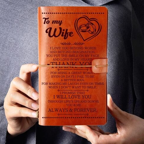 Wife Gifts from Husband, To My Wife Leather Journal, 140 Page Wife Refillable Writing Journal, Anniversary Wedding Christmas Gifts for Wife from Husband, Romantic Gifts for her in Saudi Arabia