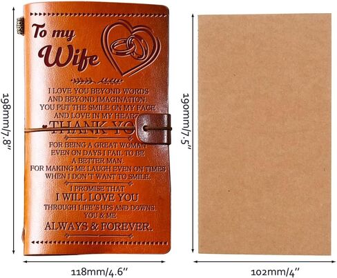 Wife Gifts from Husband, To My Wife Leather Journal, 140 Page Wife Refillable Writing Journal, Anniversary Wedding Christmas Gifts for Wife from Husband, Romantic Gifts for her in Saudi Arabia