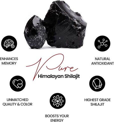FOUZEE Pure Himalayan Mountains Shilajit - Authentic Hard Consistency, Natural Source of Fulvic Acid, Over 85 Trace Minerals, Includes Stainless Steel Spoon (10 Grams) in Saudi Arabia