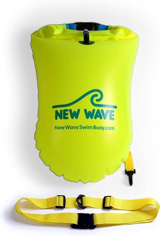 New Wave Swim Buoy for Open Water Swimmers and Triathletes - Light and Visible Float for Safe Training and Racing - High Visiblity Fluo Green in Saudi Arabia