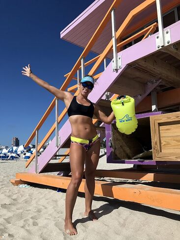 New Wave Swim Buoy for Open Water Swimmers and Triathletes - Light and Visible Float for Safe Training and Racing - High Visiblity Fluo Green in Saudi Arabia