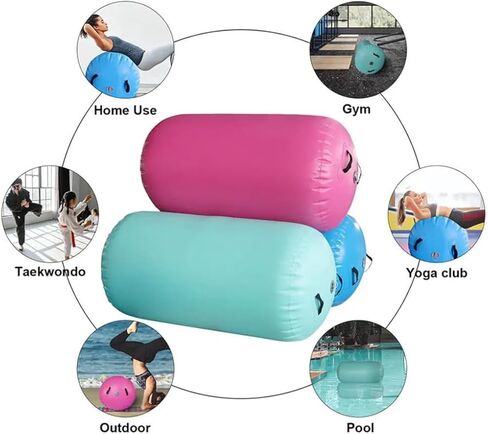 سجادة دوارة للجمباز الأسطواني قابلة للنفخ، سجادة مسار قابلة للنفخ، مدرب خلفي مع مضخة هواء كهربائية للتدريب/اليوغا/القلب الخلفي/الاستخدام المنزلي in Kuwait