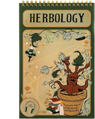 CON*QUEST Conquest Journals Harry Potter Herbology Top-Spiral Steno Notepad، 6''x9''، لوحة خلفية متينة مغلفة بلوح الكتب، 50 ورقة صفحة قائمة مبطنة، 60 رطل. ورق، مرخص رسميًا in Saudi Arabia
