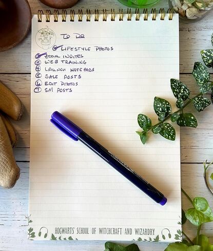 CON*QUEST Conquest Journals Harry Potter Herbology Top-Spiral Steno Notepad، 6''x9''، لوحة خلفية متينة مغلفة بلوح الكتب، 50 ورقة صفحة قائمة مبطنة، 60 رطل. ورق، مرخص رسميًا in Saudi Arabia