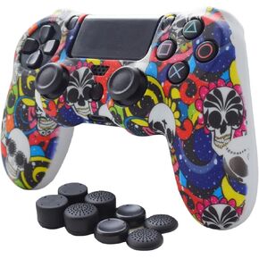 Skin Cover Compatible with PS4 Controller Grip Silicone Skin for PlayStation 4 Controller Anti Slip Grip Case Protector- 8pcs Pro Thumb Grips - BaoSkull