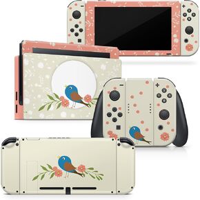 Tacky Design Bird Skin Compatible with Nintendo Switch Skin Wrap Cover, Pastel Skin for Nintendo Switch Stickers, Premium Vinyl 3M Full Wrap Decal, Compatible with Joy-Con, Console, Dock