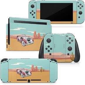 Tacky Design Retro Skin Compatible with Nintendo Switch Skin Wrap Cover, Pastel Blue Skin for Nintendo Switch Stickers, Premium Vinyl 3M Full Wrap Decal.