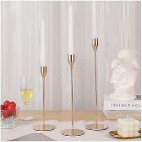 6Pcs Lemon Gold Candlestick Holders Set Fit 3/4" Tall Taper Candle Home Decorative Table Centerpieces for Family Dinning, Party Decoration